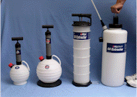 The full PELA range: PELA 2000, PELA 6000, Big PELA 650 and PELA Pro 14 oil extractors side by side