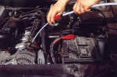 Inserting the extraction tube into the dipstick pipe